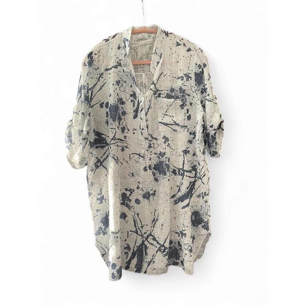 Nina Murati Women’s L Italian Soft long blouse Short Sleeve Excellent Condition